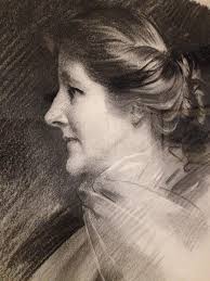"Mary Anderson" 1913 Charcoal on paper
